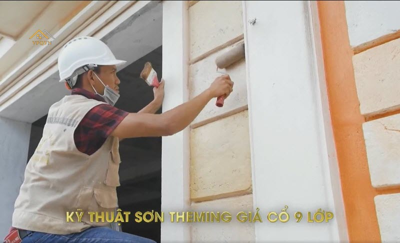 Theming giả cổ 9 lớp Shophouse The Center Địa Trung Hải